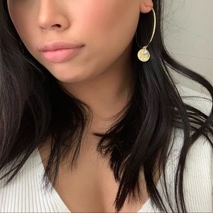 Hoop earrings with coin and pearl detail